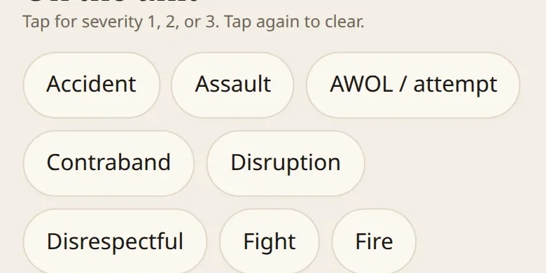 Condor mobile app logging a behavior point for a resident in two taps during the shift
